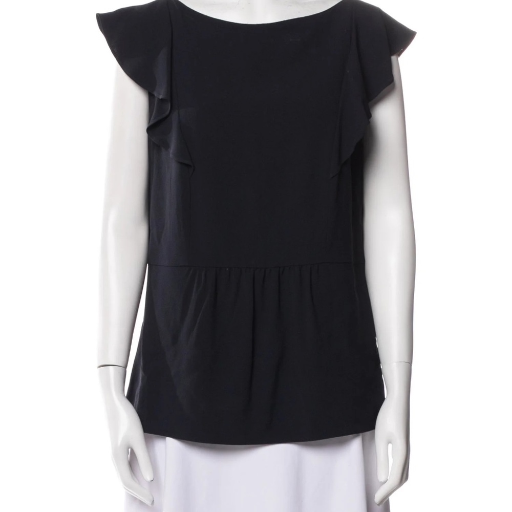 Vintage PRADA 2000's Short Sleeve Dark Blue/Black Blouse Shirt Top